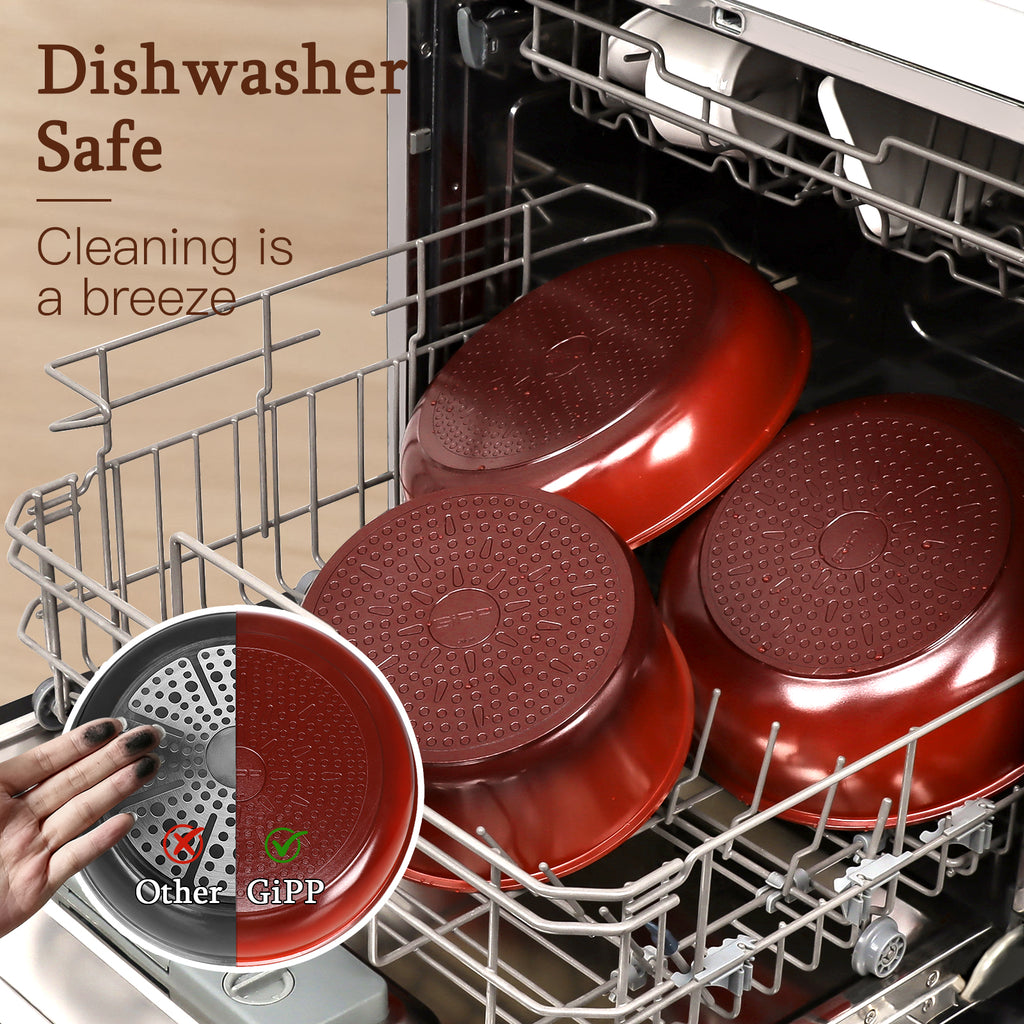 GiPP 5Pcs Ceramic Pots and Pans Set Nonstick Cookware Sets Removable Handle Kitchen,Oven Safe, Induction Ready