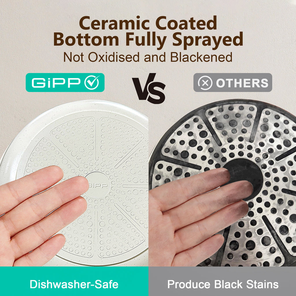 GIPP 22pcs Kitchen Cookware Sets, Ceramic Nonstick Pots and Pans Set,Dishwasher Safe Induction Cookware