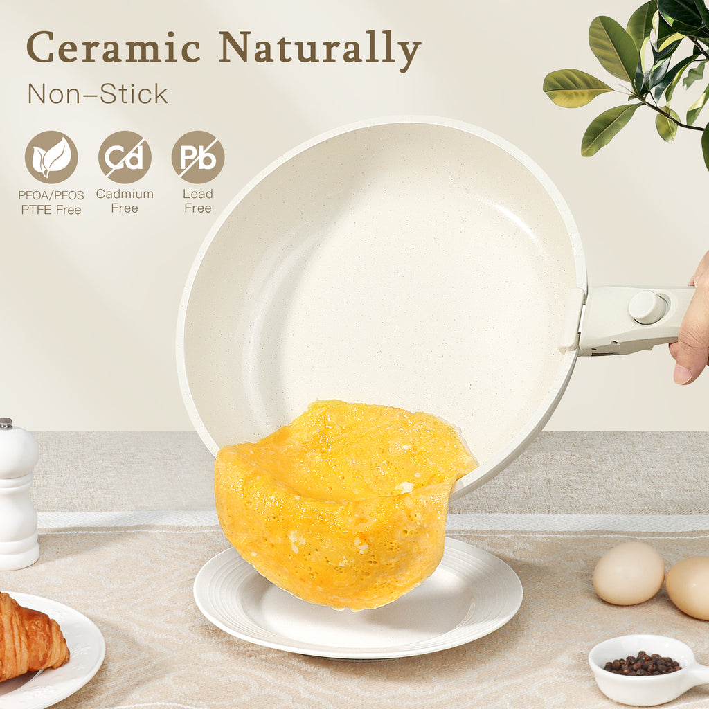 GiPP 7Pcs Nonstick Pots and Pans Set, Detachable Handle, Oven Safe