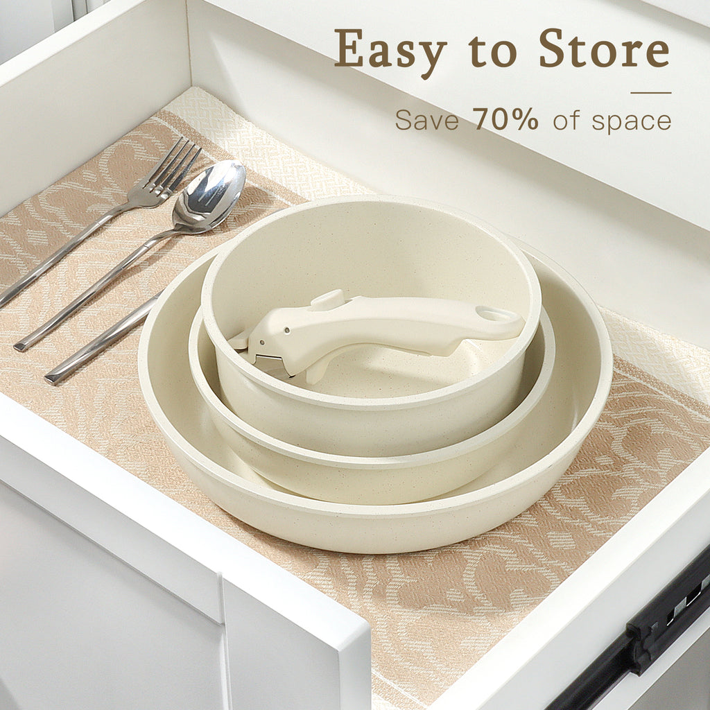 GiPP 7Pcs Nonstick Pots and Pans Set, Detachable Handle, Oven Safe