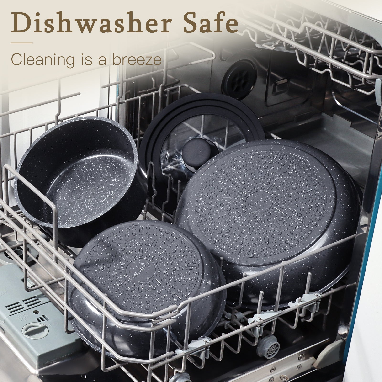 GIPP 21 Piece Ceramic Pots and Pans Set Non Stick, Cookware Set with Detachable Handles, Safe for Ovens and Dishwashers,Induction Cookers RV Kitchen