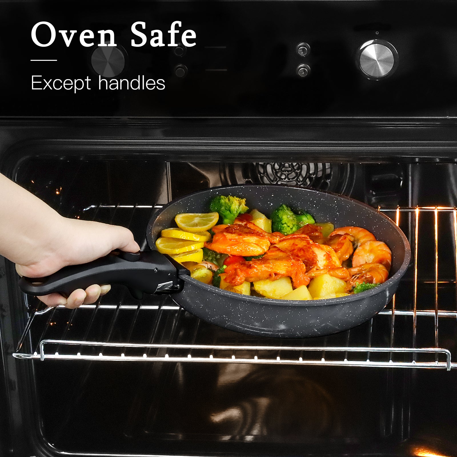 GiPP 7Pcs Nonstick Pots and Pans Set, Detachable Handle, Oven Safe