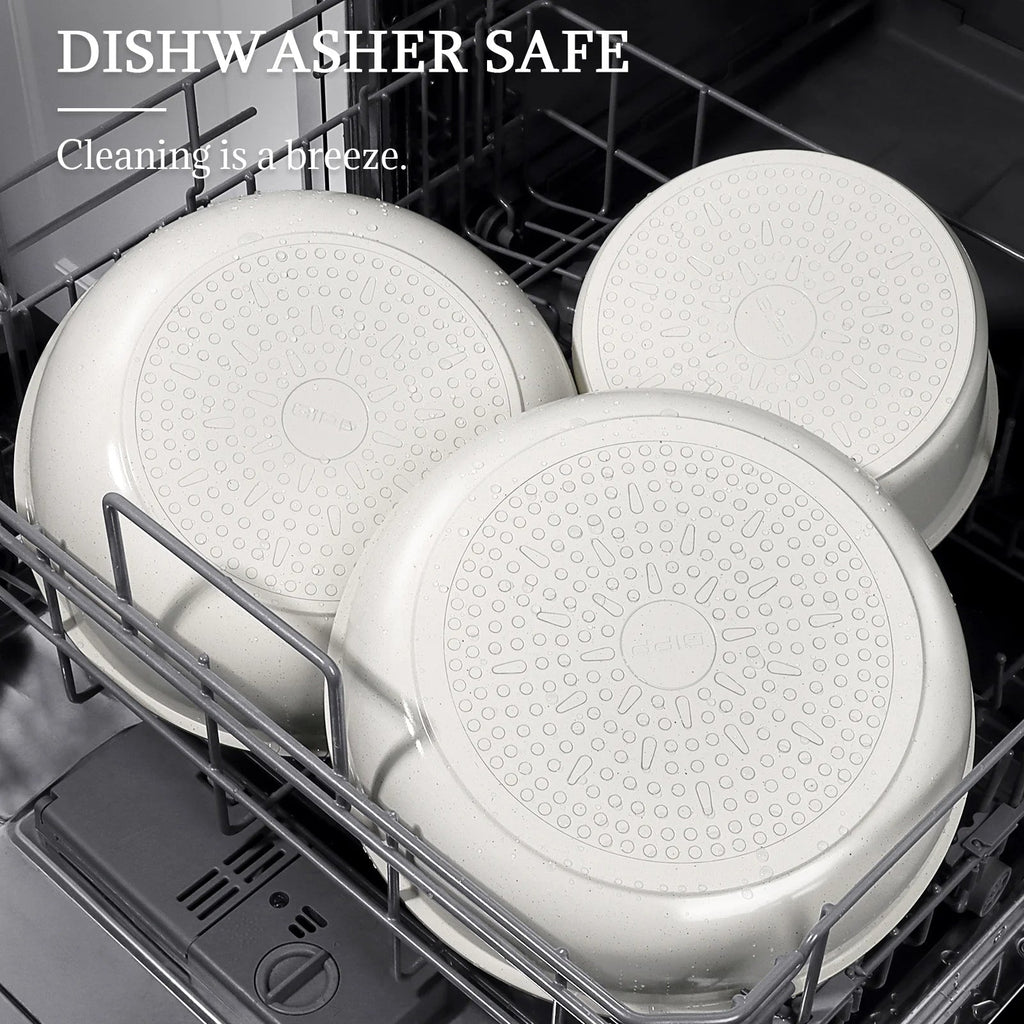 GIPP 3pcs Ceramic Non Stick Frying Pans Set,Skillet Non Stick With Removable Handle Oven & Dishwasher Safe,Induction Cookware