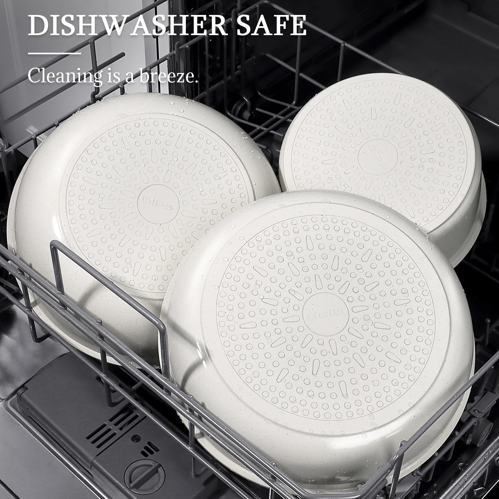 GIPP 3pcs Ceramic Non Stick Frying Pans Set,Skillet Non Stick With Removable Handle Oven & Dishwasher Safe,Induction Cookware