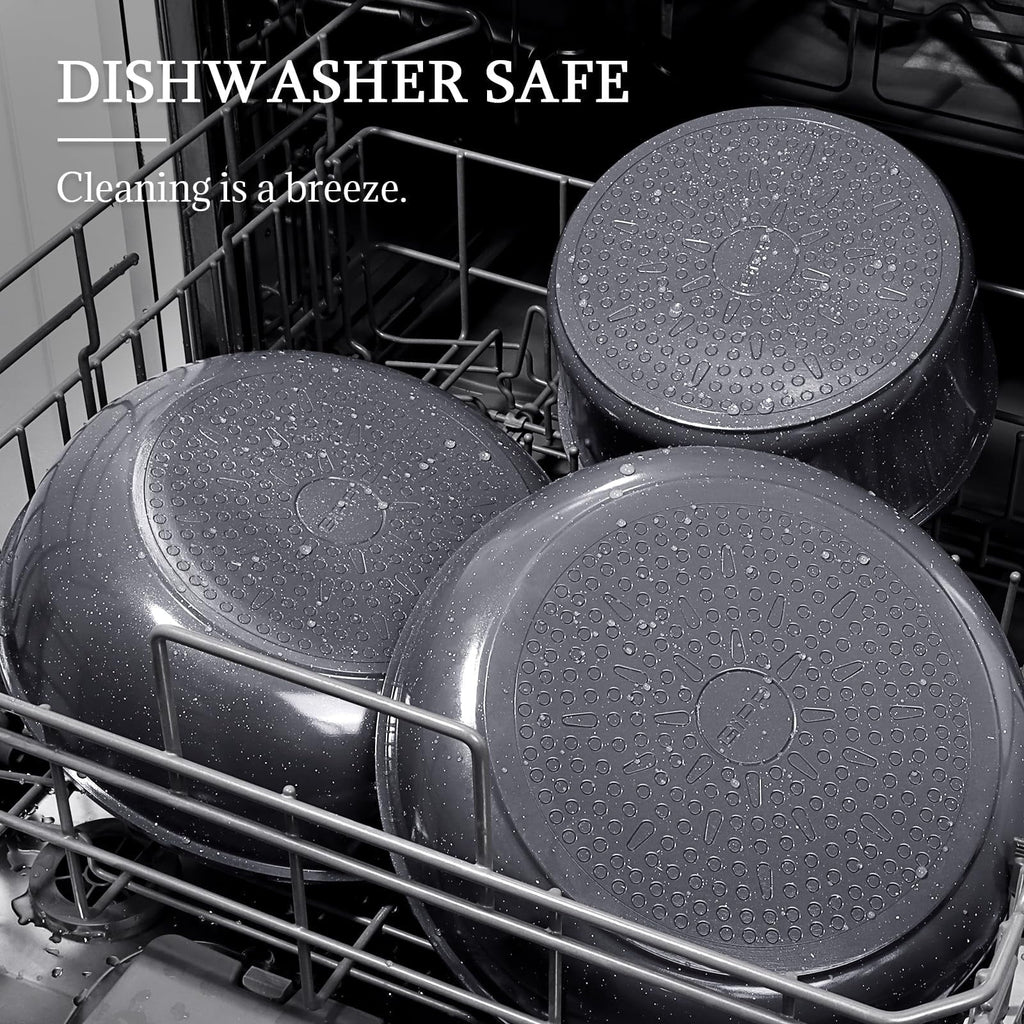 GIPP 3pcs Ceramic Non Stick Frying Pans Set,Skillet Non Stick With Removable Handle Oven & Dishwasher Safe,Induction Cookware