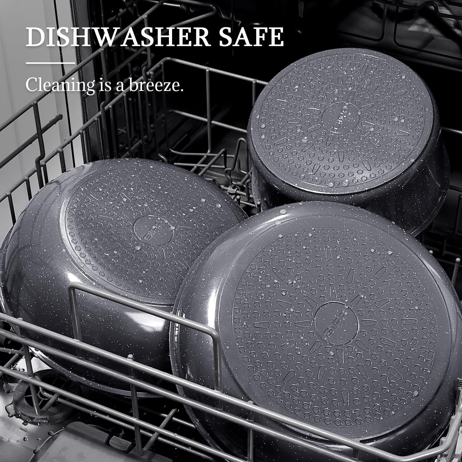 GIPP 3pcs Ceramic Non Stick Frying Pans Set,Skillet Non Stick With Removable Handle Oven & Dishwasher Safe,Induction Cookware