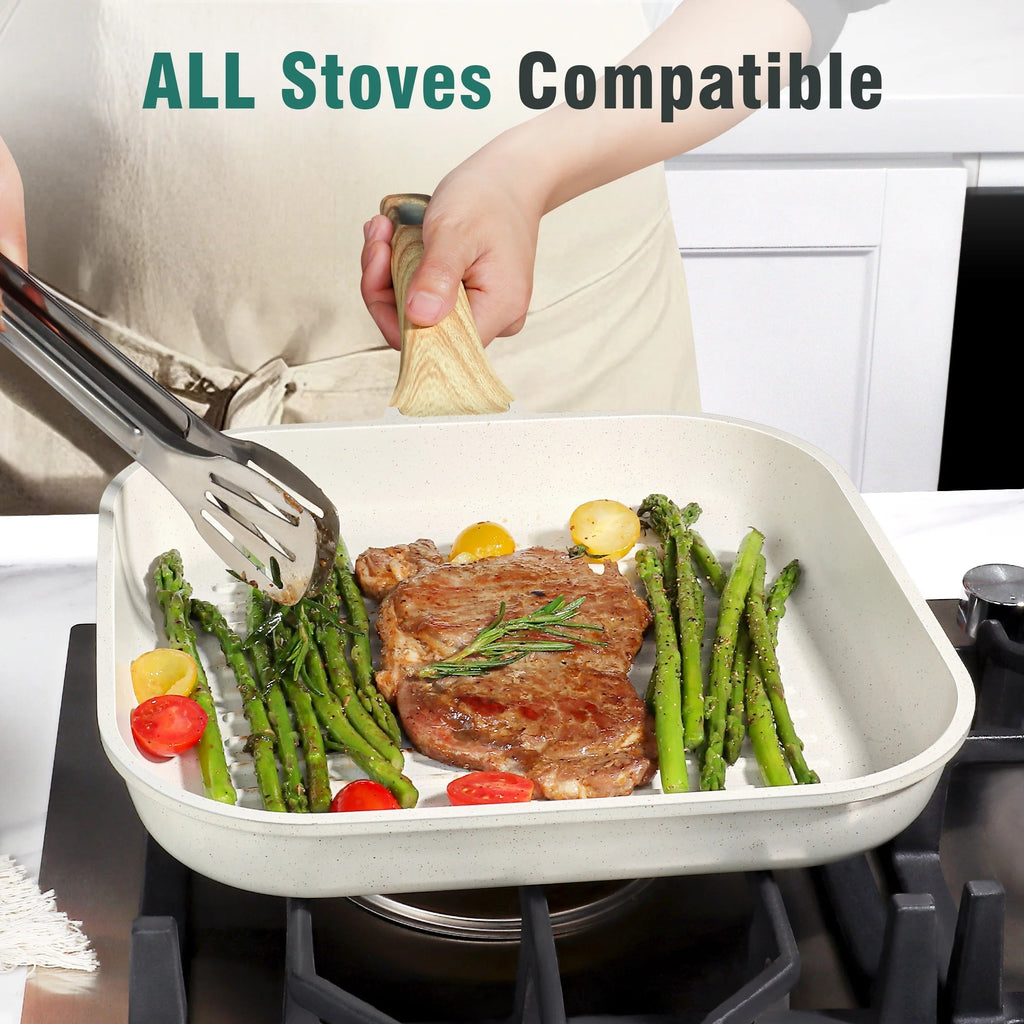 GIPP 21pcs Ceramic Coating Kitchen Cookware Sets,Pots and Pans Set Non stick,Dishwasher Safe Induction Cookware