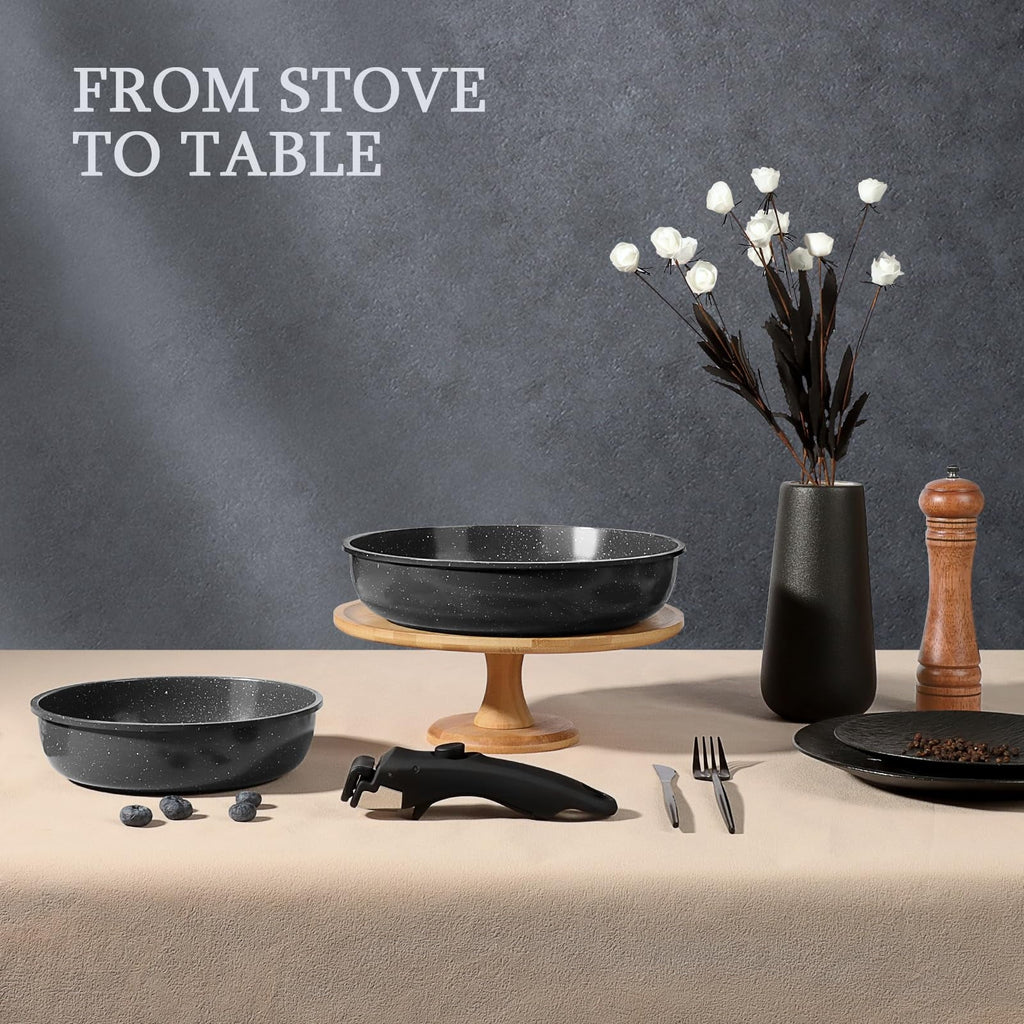 GiPP 5Pcs Ceramic Pots and Pans Set Nonstick Cookware Sets Removable Handle Kitchen,Oven Safe, Induction Ready