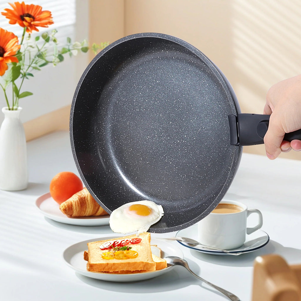 GIPP 3pcs Ceramic Non Stick Frying Pans Set,Skillet Non Stick With Removable Handle Oven & Dishwasher Safe,Induction Cookware