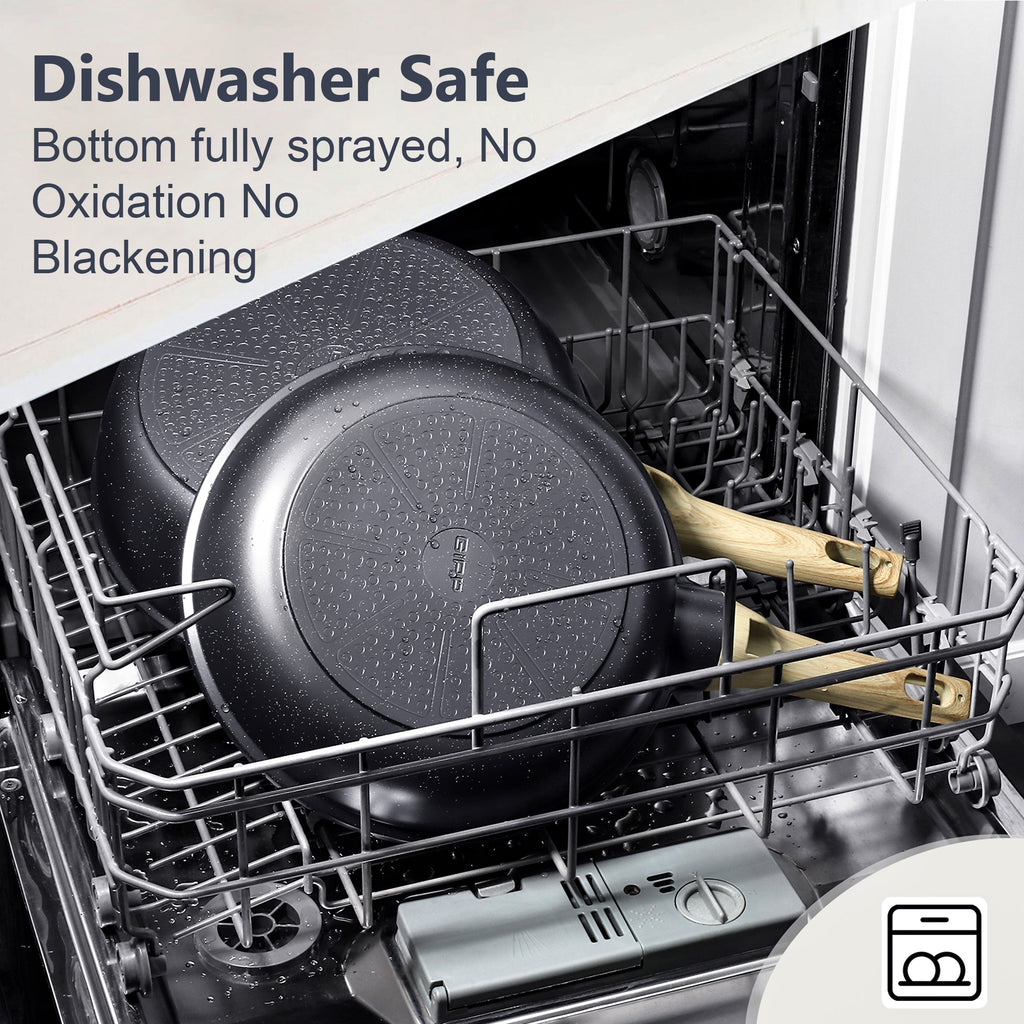 GIPP 17 Piece Kitchen Ceramic Cookware Sets,Pots and Pans Set Non stick ,Dishwasher Safe Induction Cookware, Kitchen Cooking Set for RV Trips