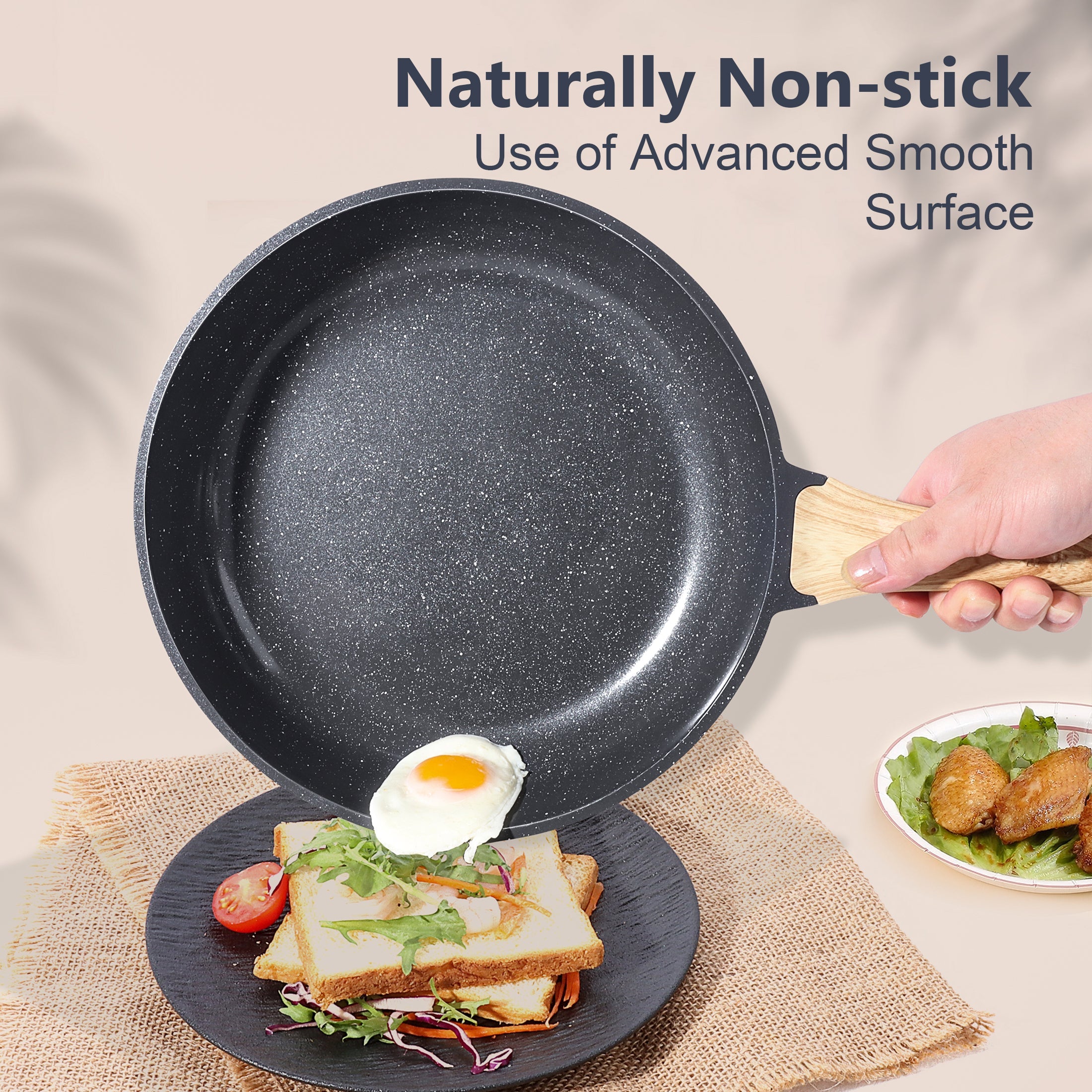 GIPP 17 Piece Kitchen Ceramic Cookware Sets,Pots and Pans Set Non stick ,Dishwasher Safe Induction Cookware, Kitchen Cooking Set for RV Trips