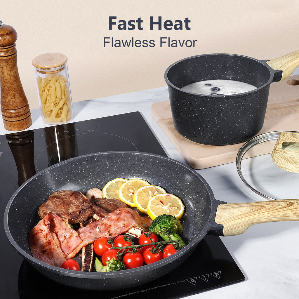 GIPP 22pcs Kitchen Cookware Sets, Ceramic Nonstick Pots and Pans Set,Dishwasher Safe Induction Cookware