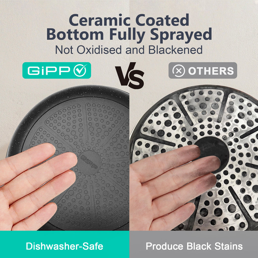 GIPP 22pcs Kitchen Cookware Sets, Ceramic Nonstick Pots and Pans Set,Dishwasher Safe Induction Cookware