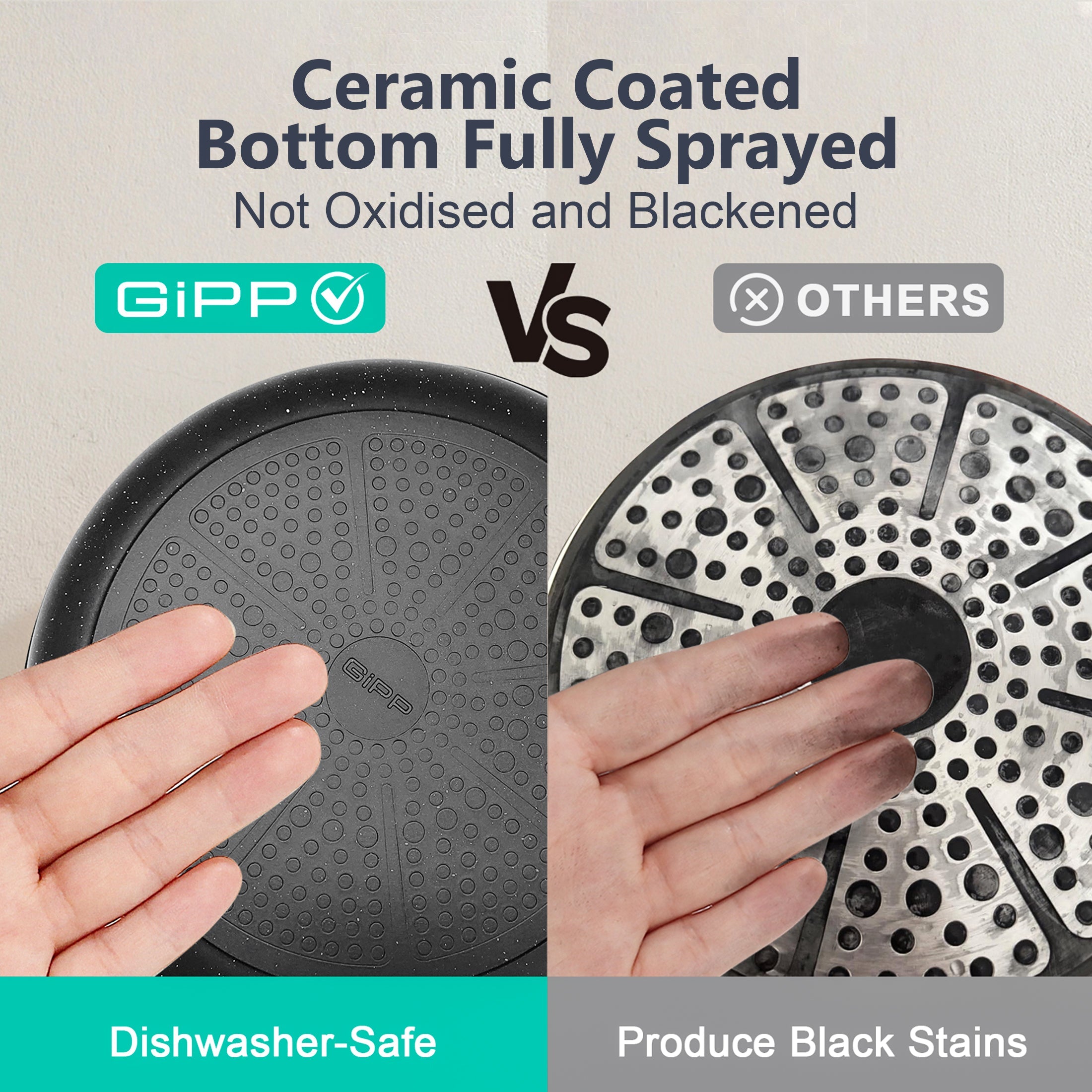 GIPP 17 Piece Kitchen Ceramic Cookware Sets,Pots and Pans Set Non stick ,Dishwasher Safe Induction Cookware, Kitchen Cooking Set for RV Trips