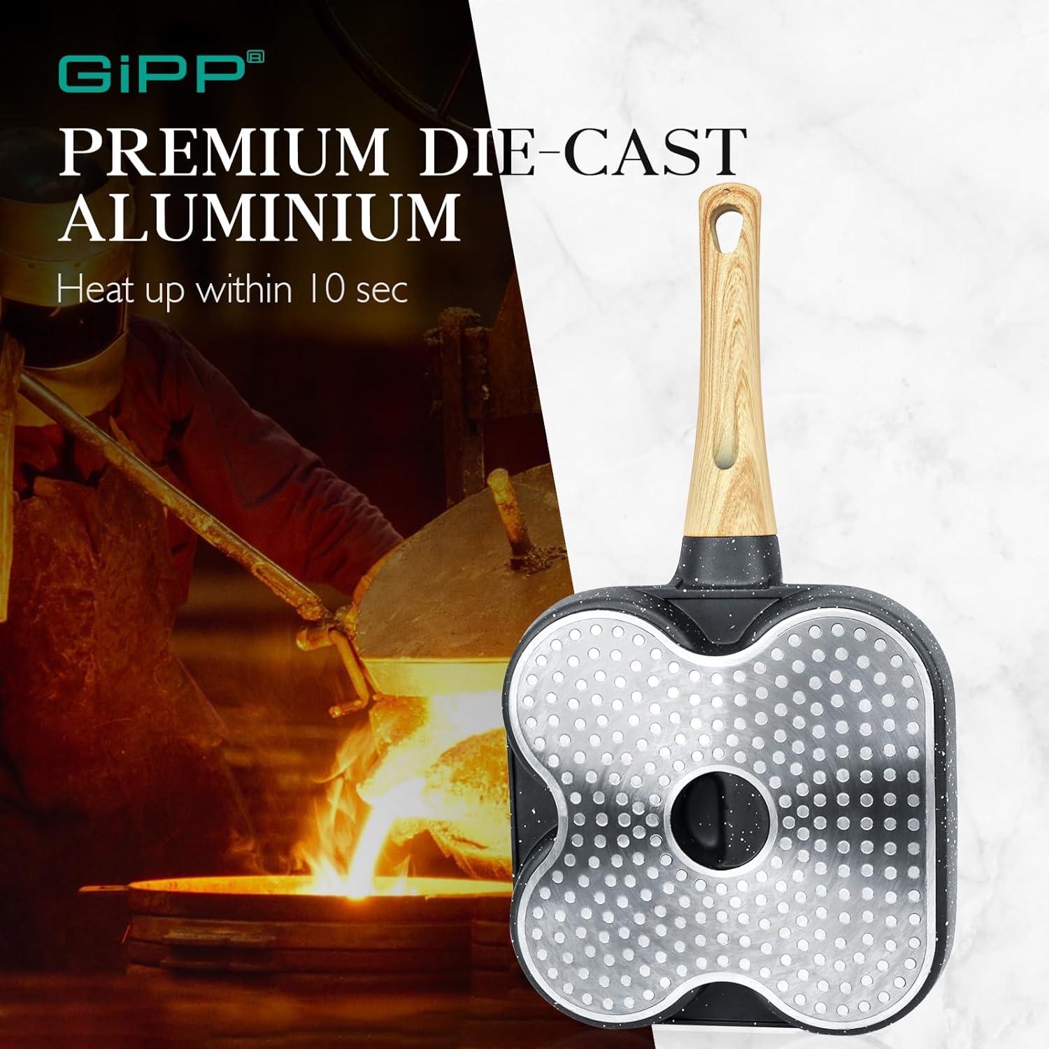 GiPP Egg Frying Pan, Pancake Pan Granite Nonstick 3 Hole Frying Egg Omelette Skillet for Breakfast - GiPP Kitchenware