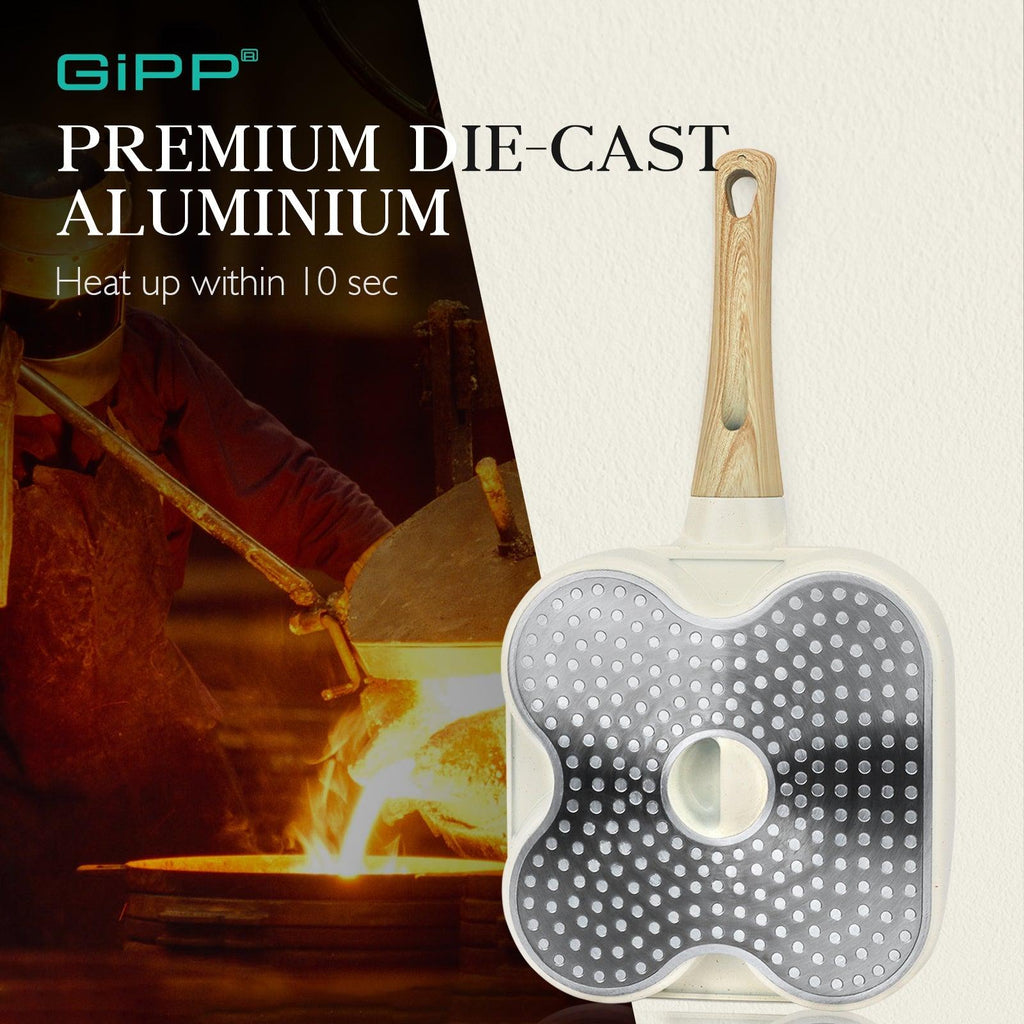 GiPP Egg Frying Pan, Pancake Pan Granite Nonstick 3 Hole Frying Egg Omelette Skillet for Breakfast - GiPP Kitchenware