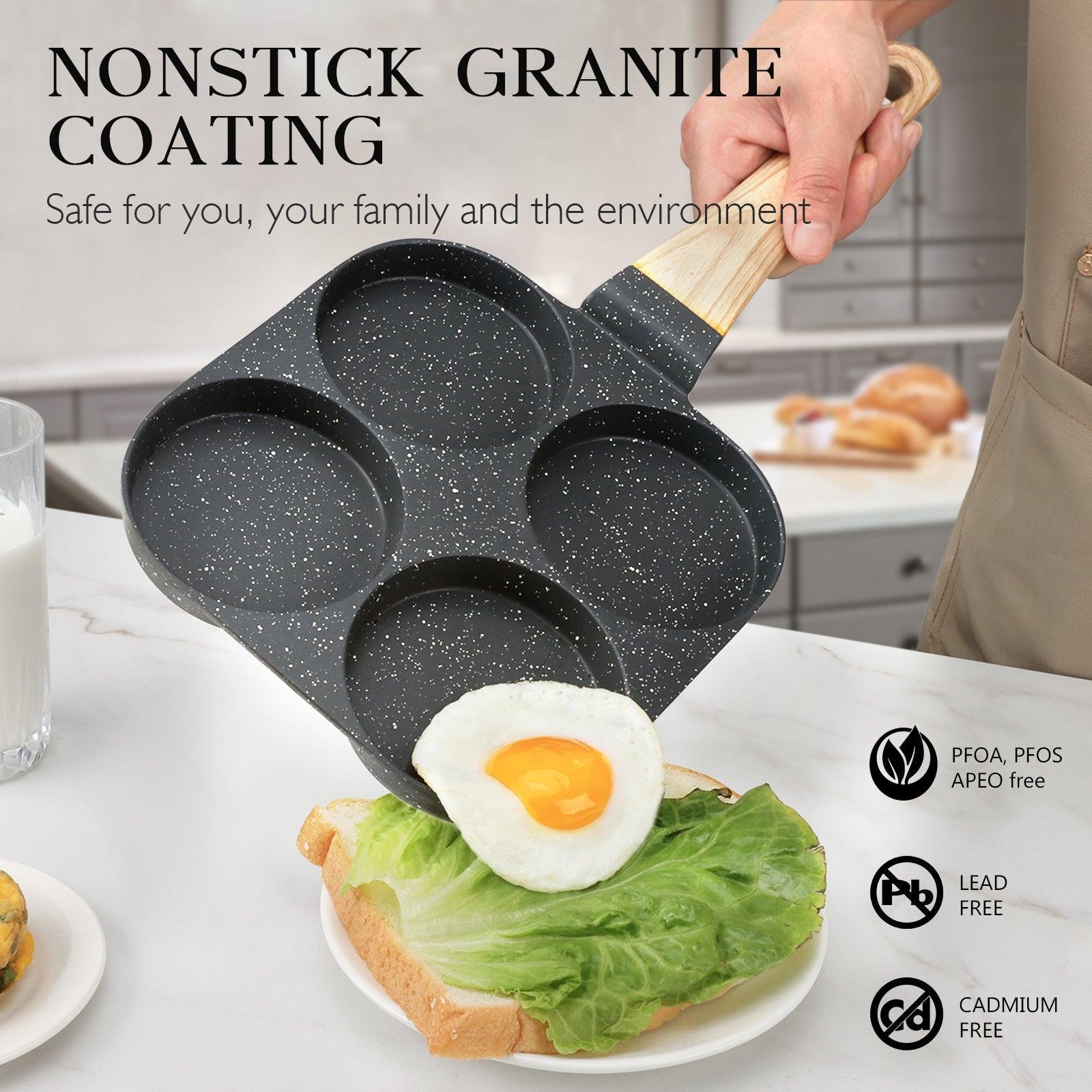 GiPP Egg Pan Omelette Pan, 4-Cup Nonstick Granite Omelette Skillet - Pancake Pan Suitable for Gas Stove & Induction Cookware - GiPP Kitchenware
