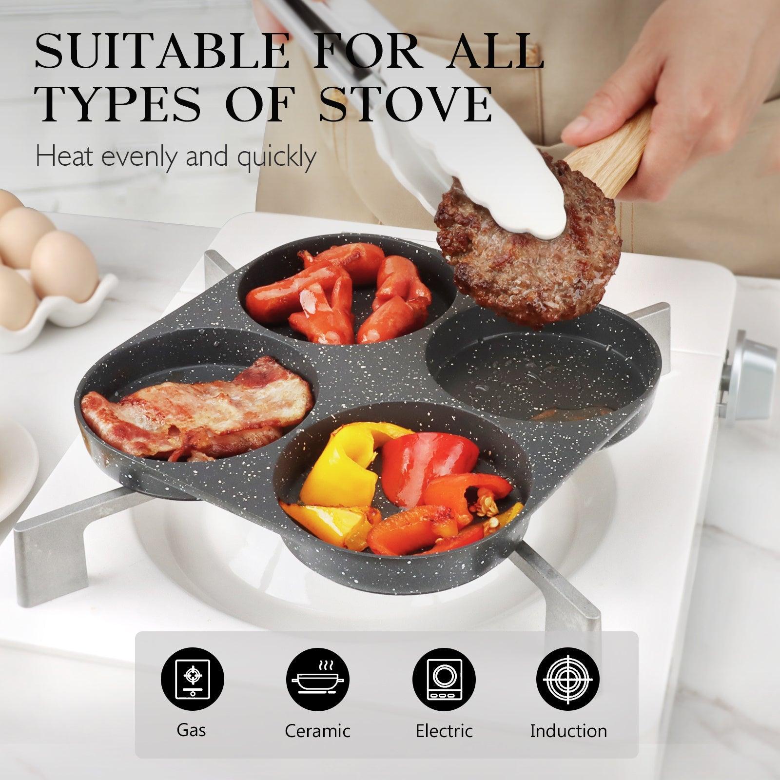 GiPP Egg Pan Omelette Pan, 4-Cup Nonstick Granite Omelette Skillet - Pancake Pan Suitable for Gas Stove & Induction Cookware - GiPP Kitchenware