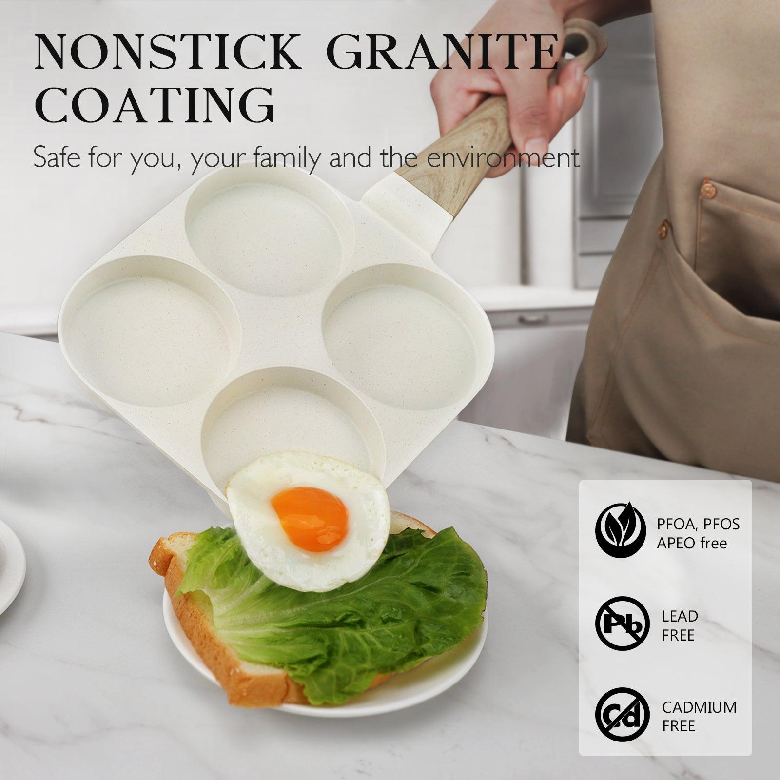 GiPP Egg Pan Omelette Pan, 4-Cup Nonstick Granite Omelette Skillet - Pancake Pan Suitable for Gas Stove & Induction Cookware - GiPP Kitchenware