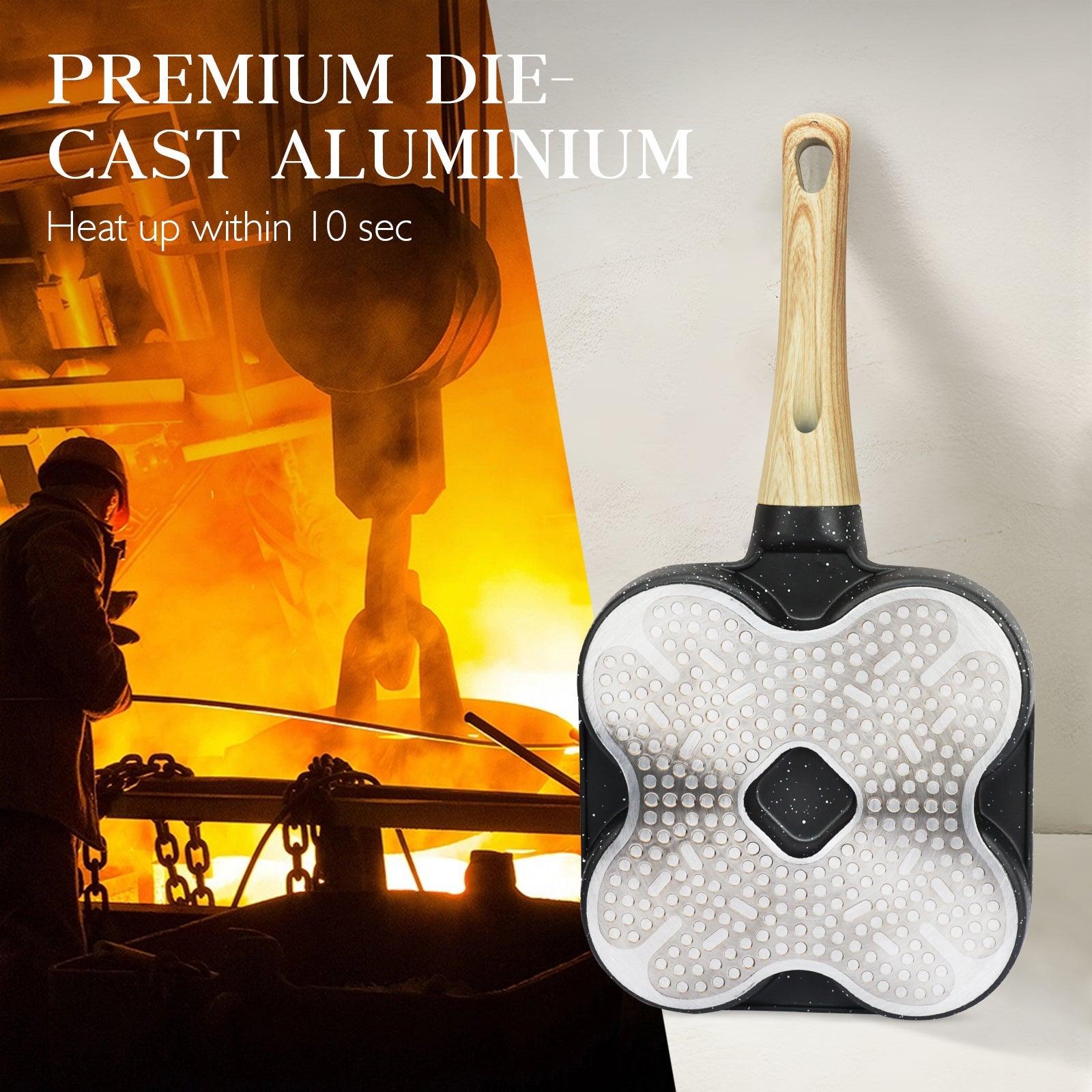 GiPP Egg Pan Omelette Pan, 4-Cup Nonstick Granite Omelette Skillet - Pancake Pan Suitable for Gas Stove & Induction Cookware - GiPP Kitchenware