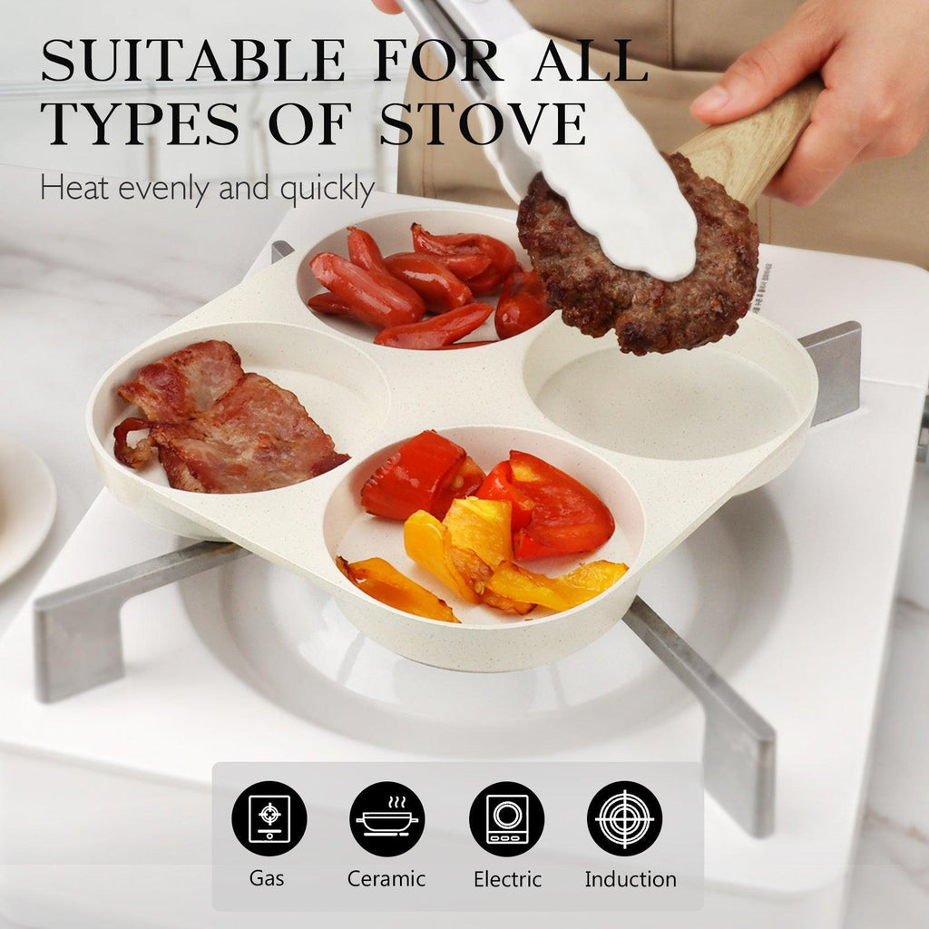 GiPP Egg Pan Omelette Pan, 4-Cup Nonstick Granite Omelette Skillet - Pancake Pan Suitable for Gas Stove & Induction Cookware - GiPP Kitchenware