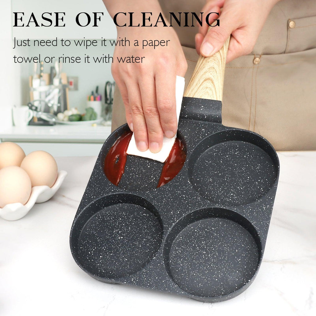 GiPP Egg Pan Omelette Pan, 4-Cup Nonstick Granite Omelette Skillet - Pancake Pan Suitable for Gas Stove & Induction Cookware - GiPP Kitchenware