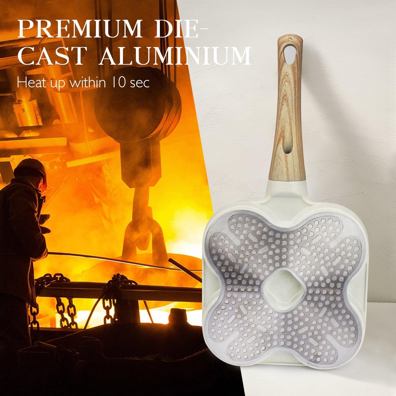 GiPP Egg Pan Omelette Pan, 4-Cup Nonstick Granite Omelette Skillet - Pancake Pan Suitable for Gas Stove & Induction Cookware - GiPP Kitchenware