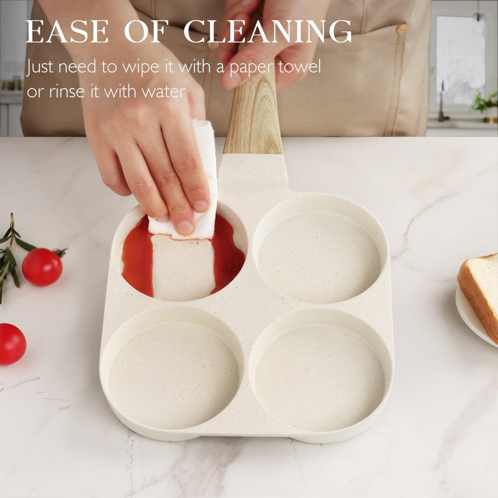 GiPP Egg Pan Omelette Pan, 4-Cup Nonstick Granite Omelette Skillet - Pancake Pan Suitable for Gas Stove & Induction Cookware - GiPP Kitchenware