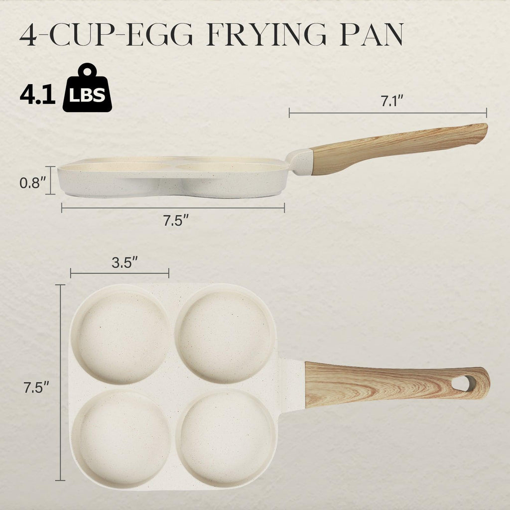 GiPP Egg Pan Omelette Pan, 4-Cup Nonstick Granite Omelette Skillet - Pancake Pan Suitable for Gas Stove & Induction Cookware - GiPP Kitchenware