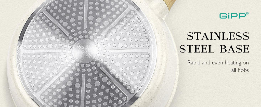 GiPP Nonstick Deep Frying Pan - 11 Inch Saute Pan with Lid Granite Induction Cookware, 4.5Qt Non Stick Working Pan Skillet, PFOA PFOS APEO Free, White - GiPP Kitchenware