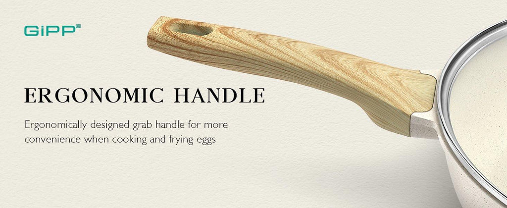 GiPP Nonstick Deep Frying Pan - 11 Inch Saute Pan with Lid Granite Induction Cookware, 4.5Qt Non Stick Working Pan Skillet, PFOA PFOS APEO Free, White - GiPP Kitchenware