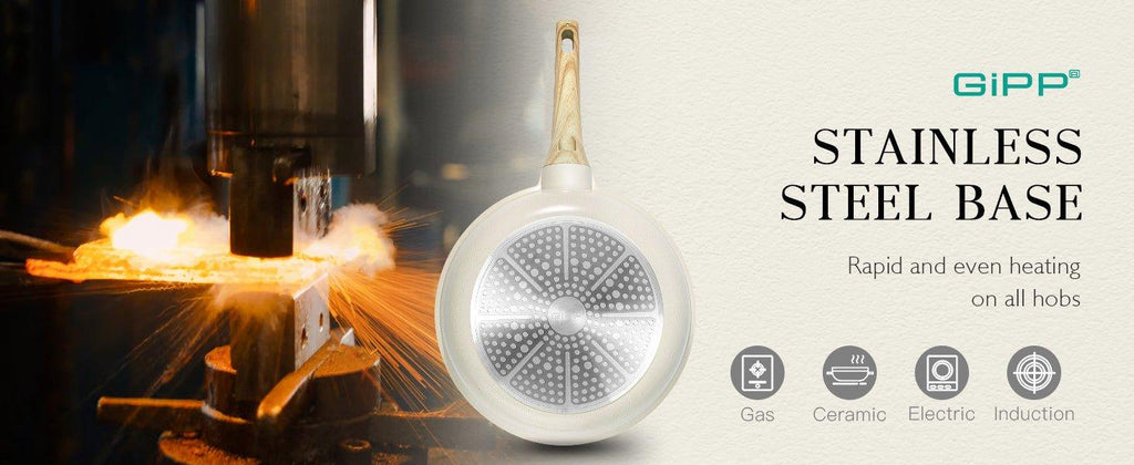 GiPP Pots and Pans Set Non Stick - 10 Pcs White Granite Kitchen Cookware Sets Nonstick Induction Cookware Cooking Pan Set with Frying Pans, Saucepans and Silicone Utensils, PFOS & PFOA Free - GiPP Kitchenware