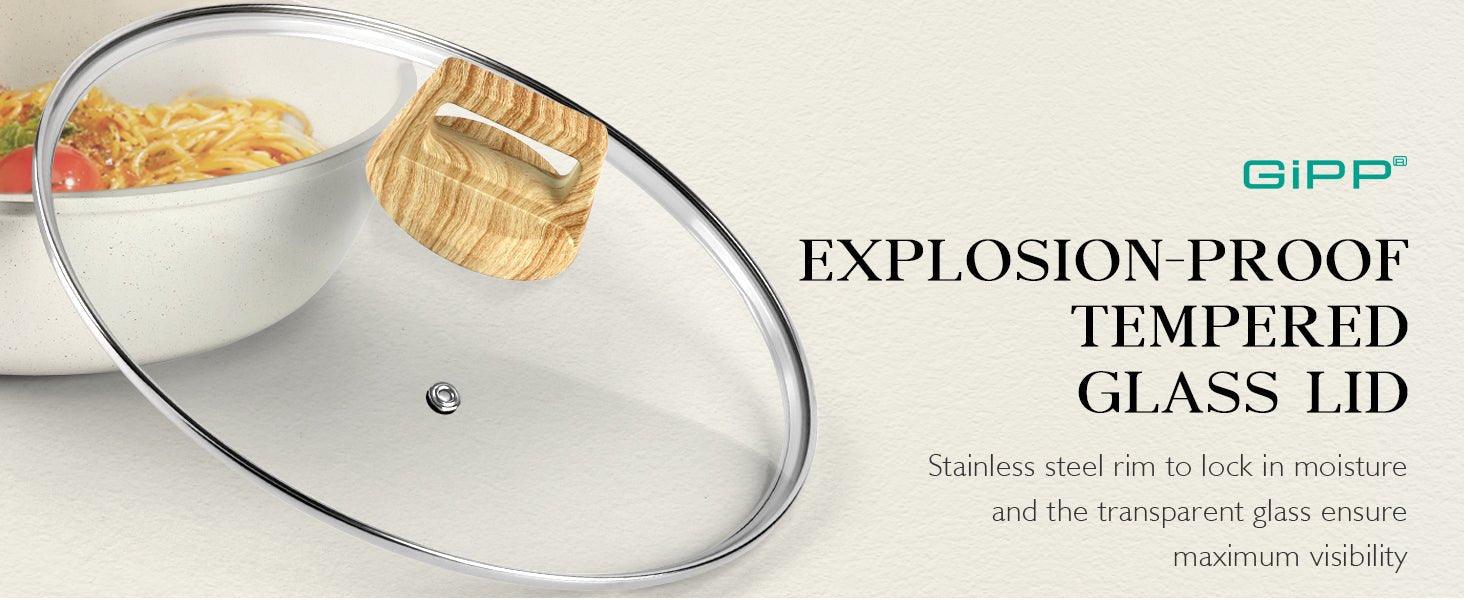 GiPP Pots and Pans Set Non Stick - 10 Pcs White Granite Kitchen Cookware Sets Nonstick Induction Cookware Cooking Pan Set with Frying Pans, Saucepans and Silicone Utensils, PFOS & PFOA Free - GiPP Kitchenware