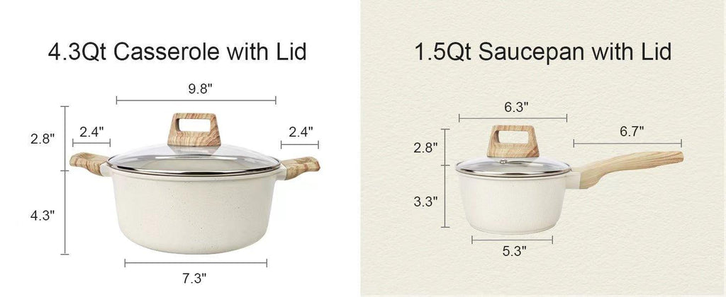 GiPP Pots and Pans Set Non Stick - 10 Pcs White Granite Kitchen Cookware Sets Nonstick Induction Cookware Cooking Pan Set with Frying Pans, Saucepans and Silicone Utensils, PFOS & PFOA Free - GiPP Kitchenware