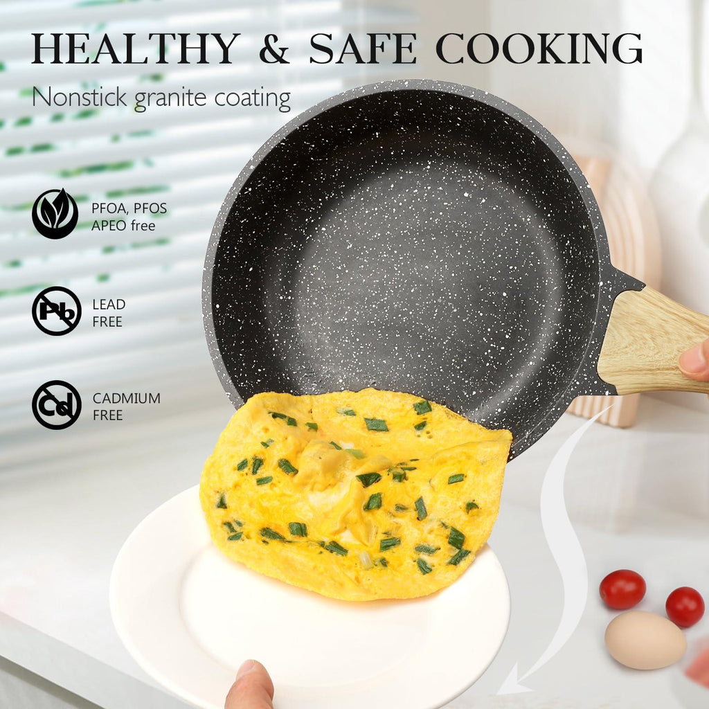 GiPP Pots and Pans Set Non Stick - 10 Pcs White Granite Kitchen Cookware Sets Nonstick Induction Cookware Cooking Pan Set with Frying Pans, Saucepans and Silicone Utensils, PFOS & PFOA Free - GiPP Kitchenware