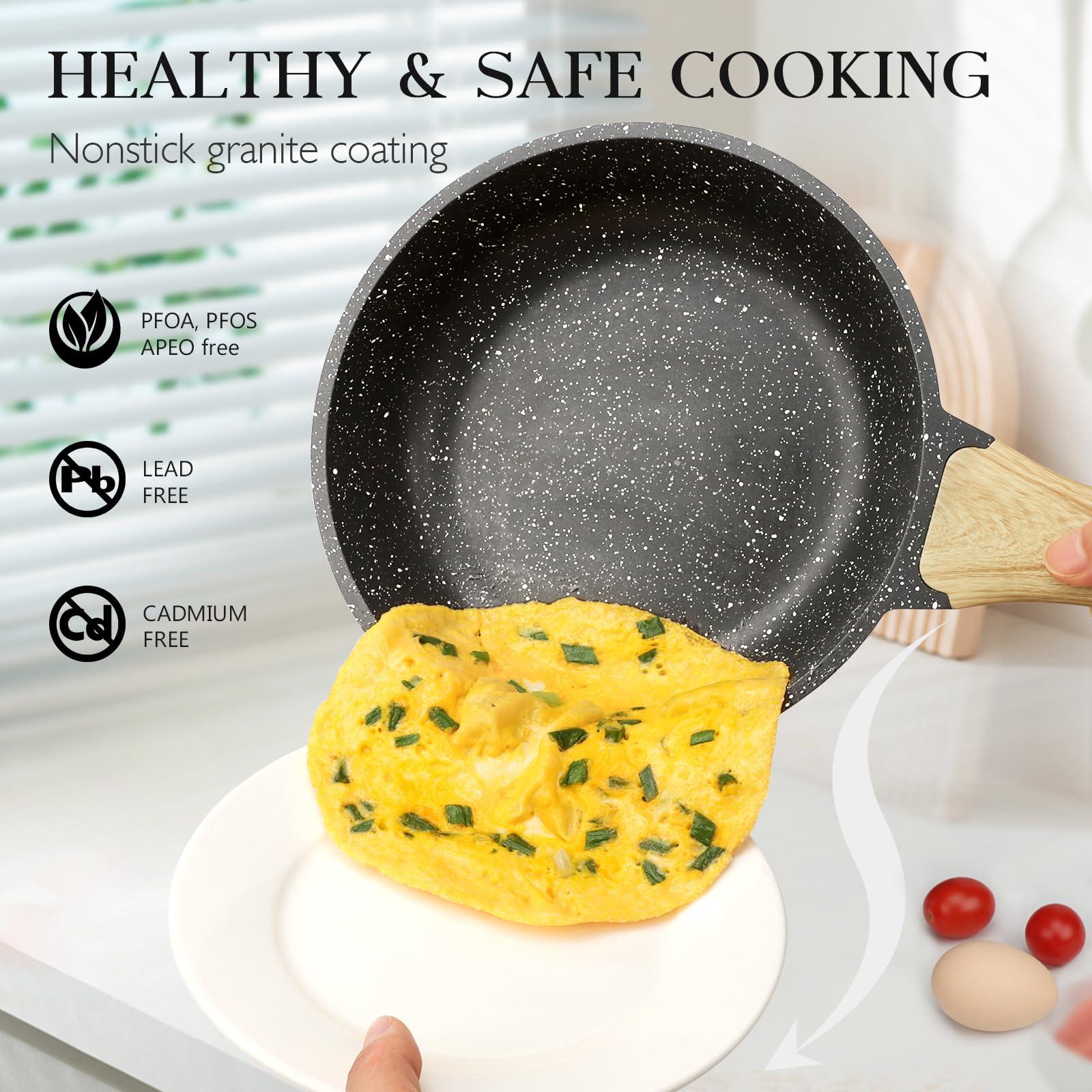 GiPP Pots and Pans Set Non Stick - 10 Pcs White Granite Kitchen Cookware Sets Nonstick Induction Cookware Cooking Pan Set with Frying Pans, Saucepans and Silicone Utensils, PFOS & PFOA Free - GiPP Kitchenware