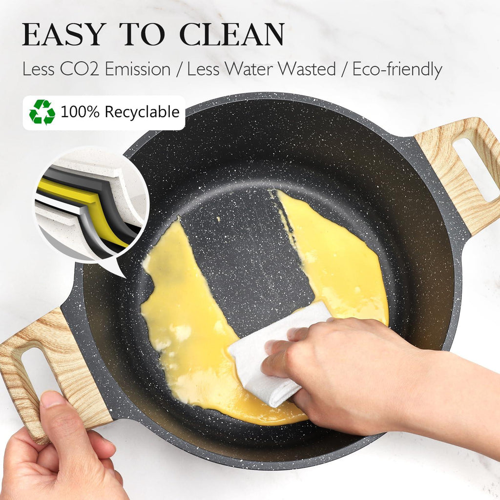 GiPP Pots and Pans Set Non Stick - 10 Pcs White Granite Kitchen Cookware Sets Nonstick Induction Cookware Cooking Pan Set with Frying Pans, Saucepans and Silicone Utensils, PFOS & PFOA Free - GiPP Kitchenware