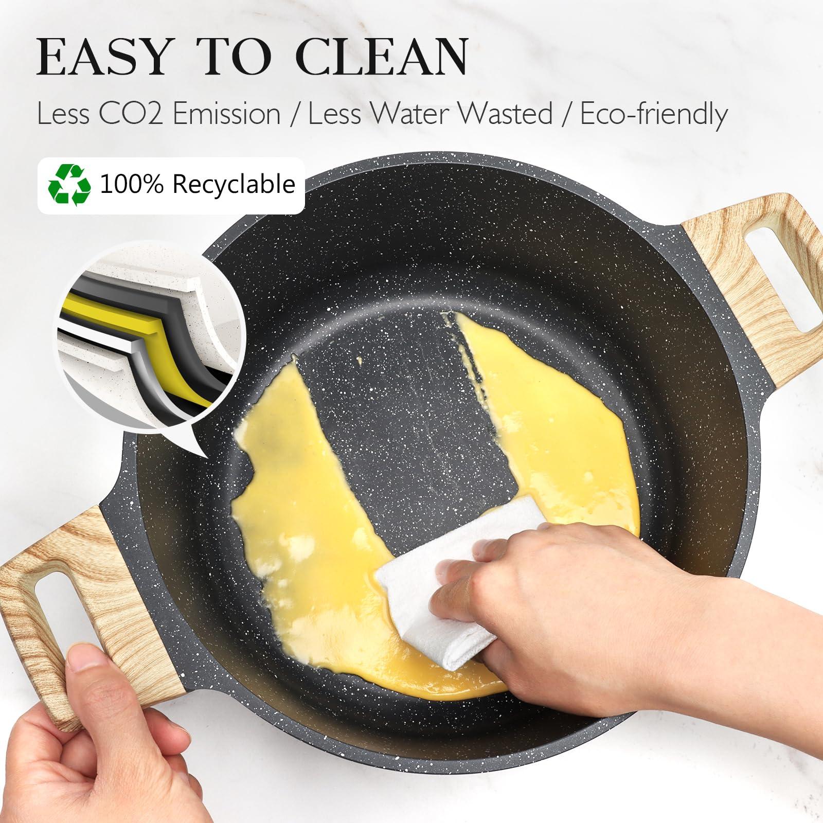 GiPP Pots and Pans Set Non Stick - 10 Pcs White Granite Kitchen Cookware Sets Nonstick Induction Cookware Cooking Pan Set with Frying Pans, Saucepans and Silicone Utensils, PFOS & PFOA Free - GiPP Kitchenware