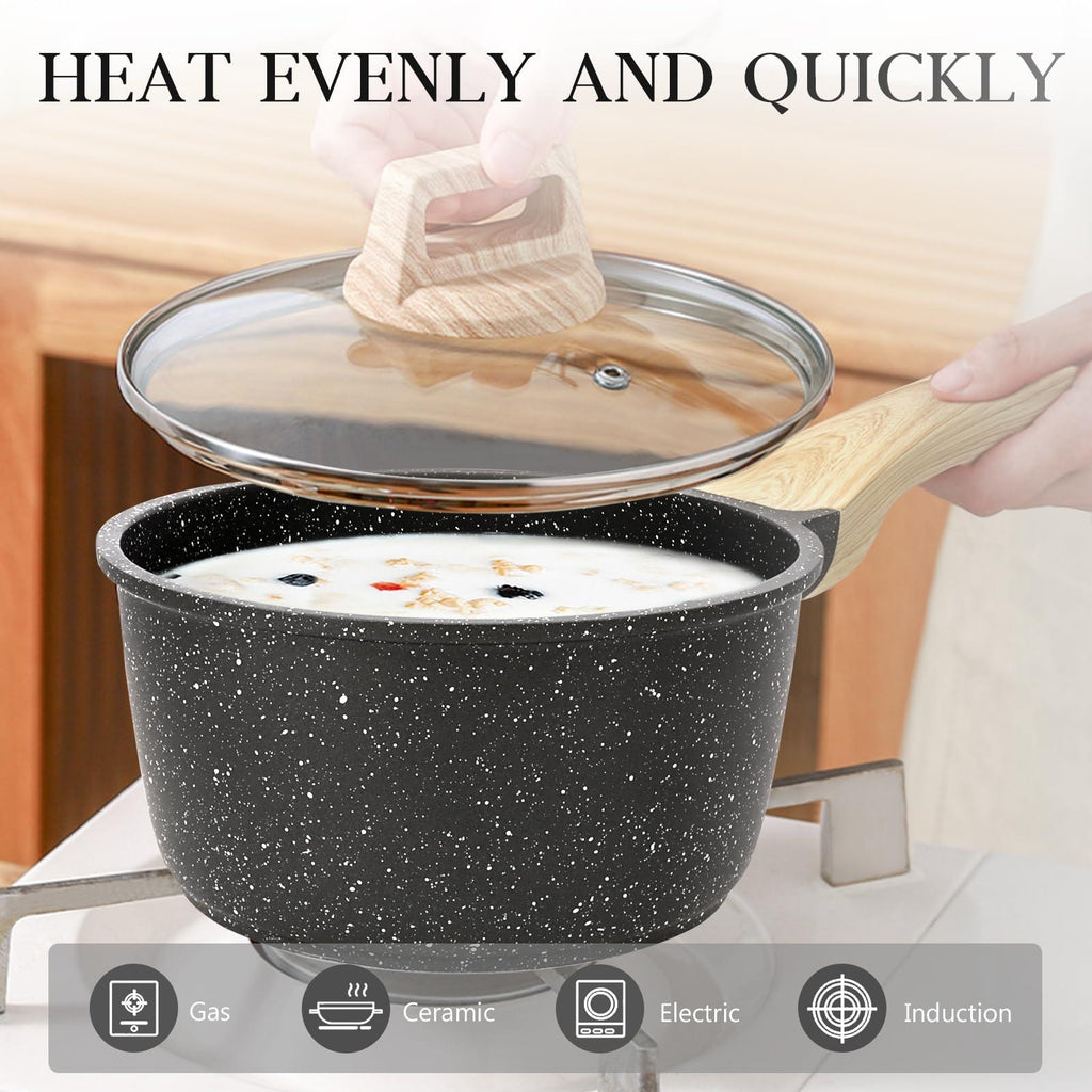 GiPP Pots and Pans Set Non Stick - 10 Pcs White Granite Kitchen Cookware Sets Nonstick Induction Cookware Cooking Pan Set with Frying Pans, Saucepans and Silicone Utensils, PFOS & PFOA Free - GiPP Kitchenware