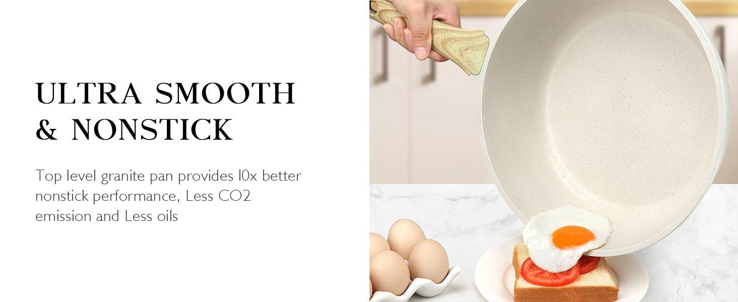 GiPP Pots and Pans Set Non Stick - 10 Pcs White Granite Kitchen Cookware Sets Nonstick Induction Cookware Cooking Pan Set with Frying Pans, Saucepans and Silicone Utensils, PFOS & PFOA Free - GiPP Kitchenware