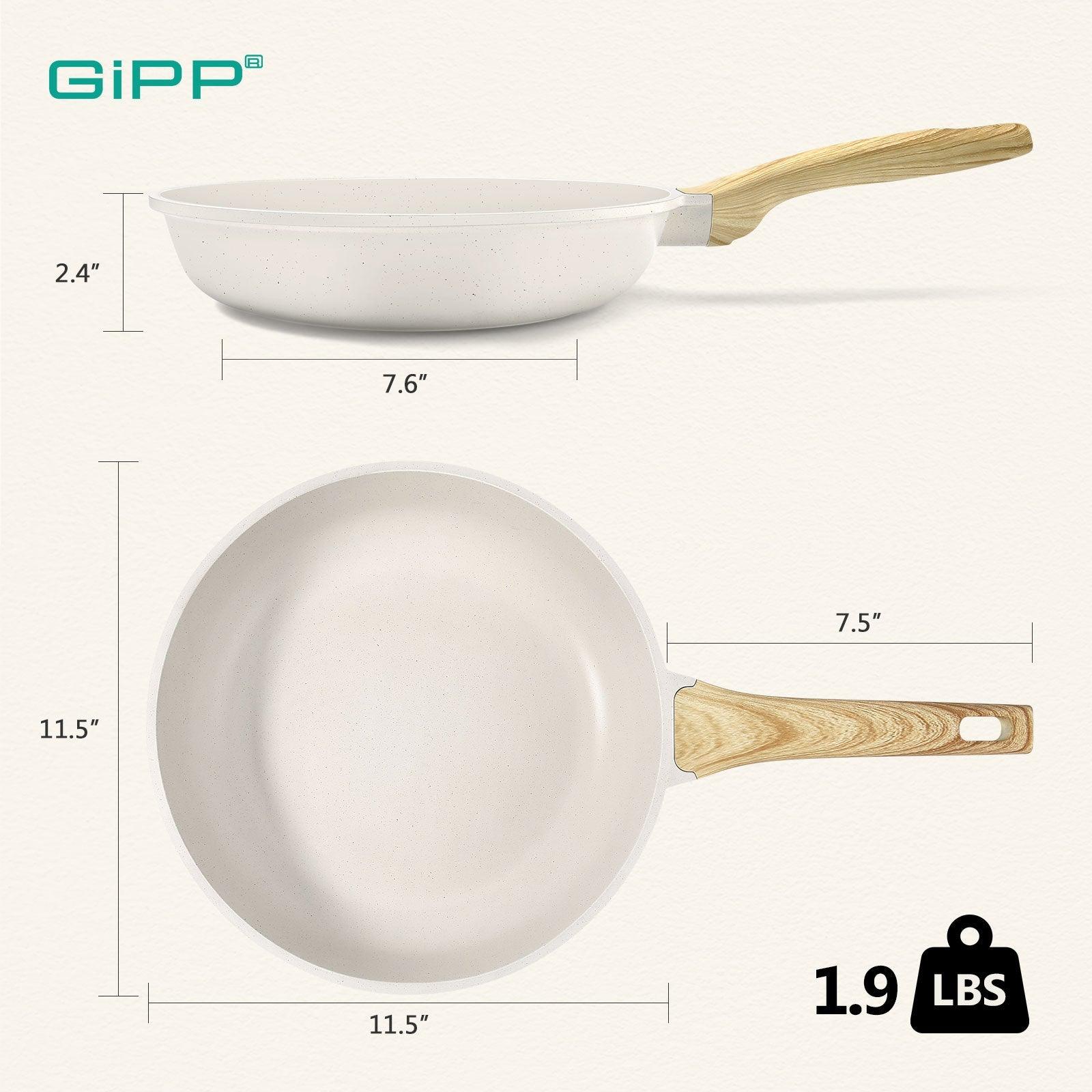 Nonstick Frying Pan Skillet - 8"/9.5"/11" Granite, Heat-Resistant Handle - GiPP Kitchenware